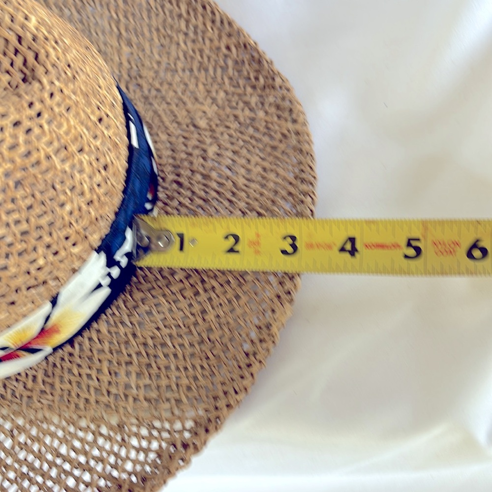 Gently Used Unisex Original Genuine Hawaiian Headwear Straw Hibiscus Print Hat - Picture 6 of 10